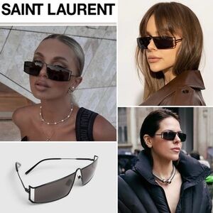 Saint Laurent YSL Women's Black 'sl 606' Sunglasses in Black NWT 700$